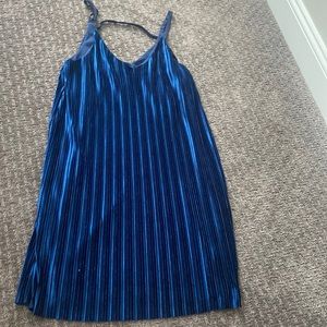 Blue pleated knee length dress
